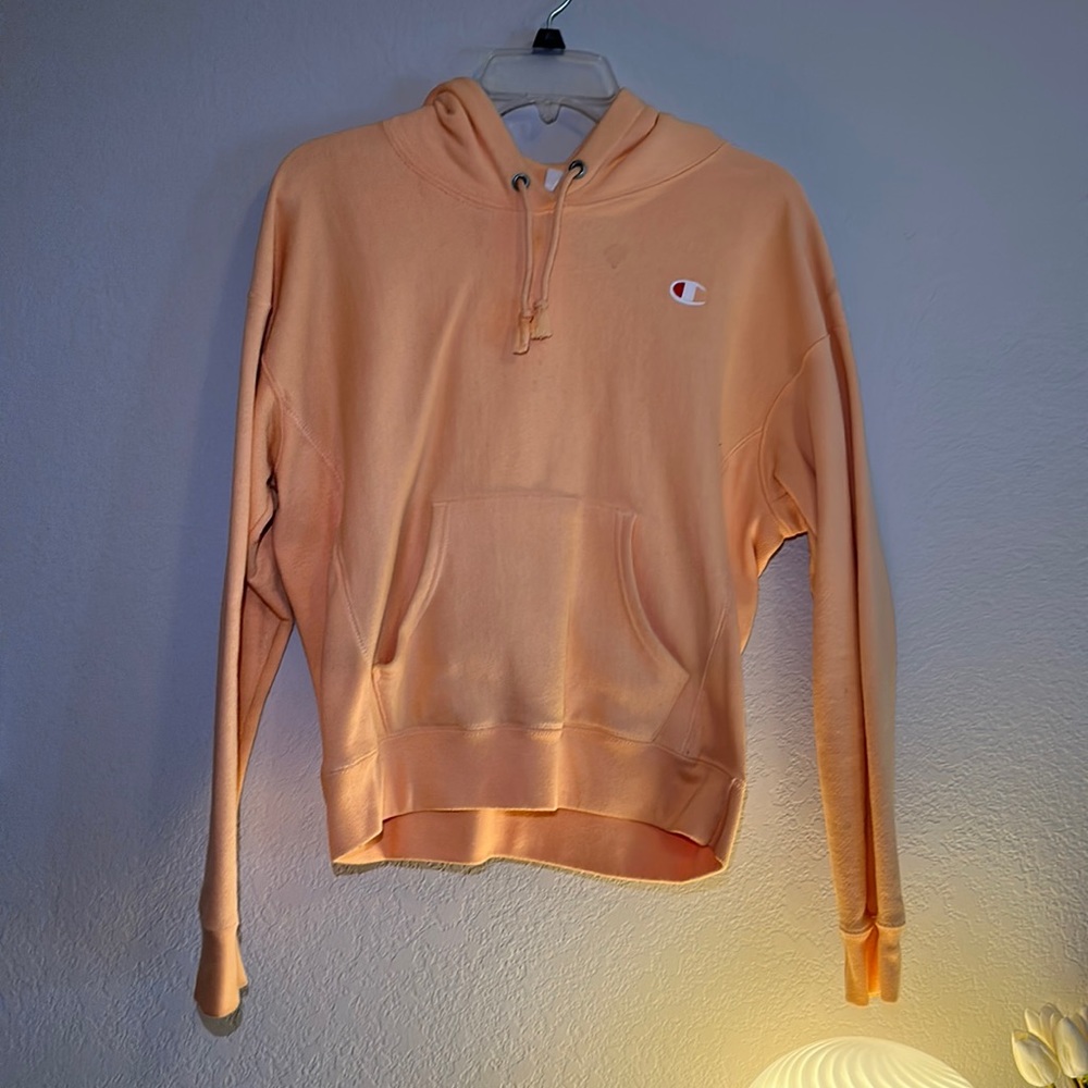 peach champion hoodie